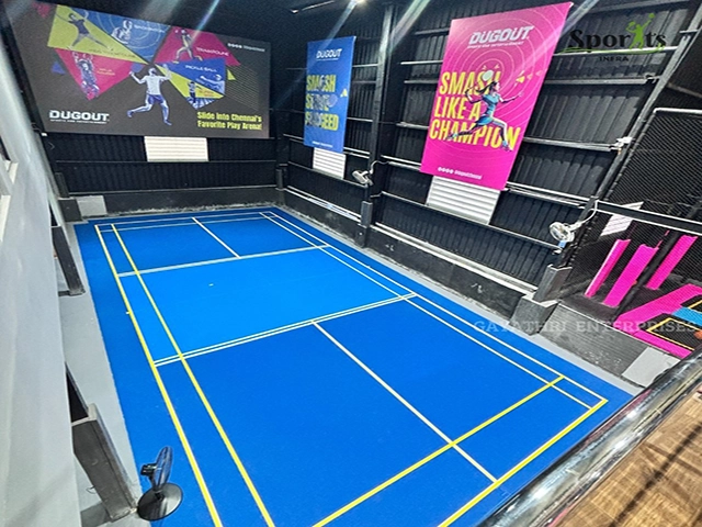 Xây chung mặt sân cầu lông - pickleball cao cấp 8 lớp sơn có 10% Hạt Cao Su DecoTurf USA trên nền nhựa